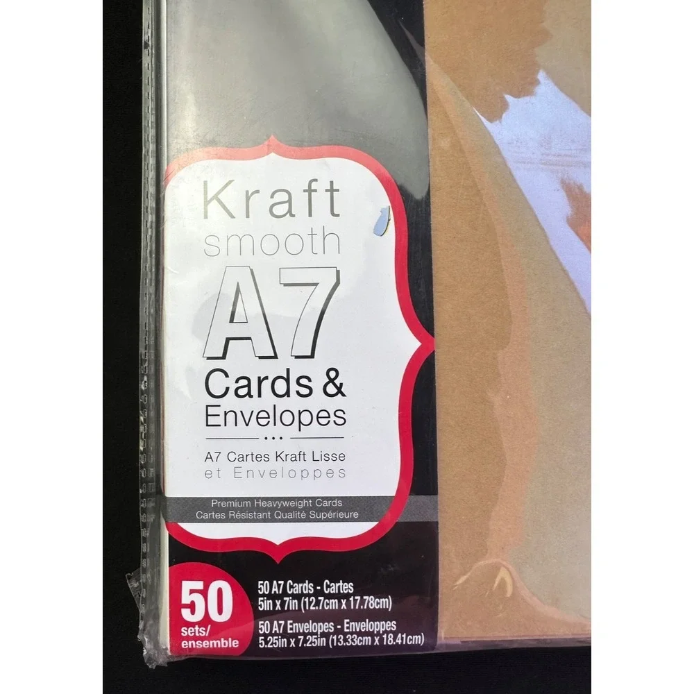 50 Pack Kraft Blank Cards & Envelopes 5X7 Heavyweight Smooth Folded Cardstock A7